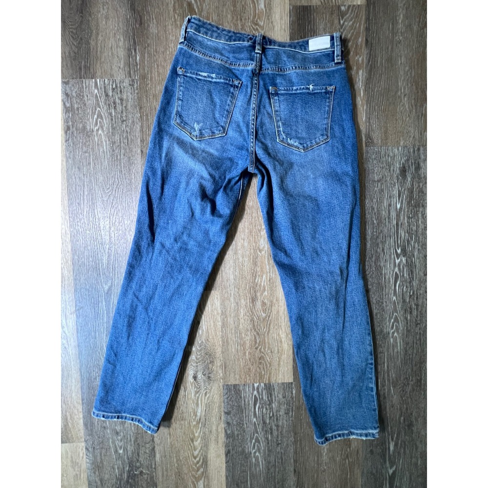 Dear John Jeans Womens 27 Blue Distressed Straight Leg High Rise Denim Pants - Picture 7 of 8